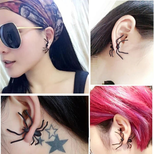 Creepy Black Spider Earrings for Halloween Costumes