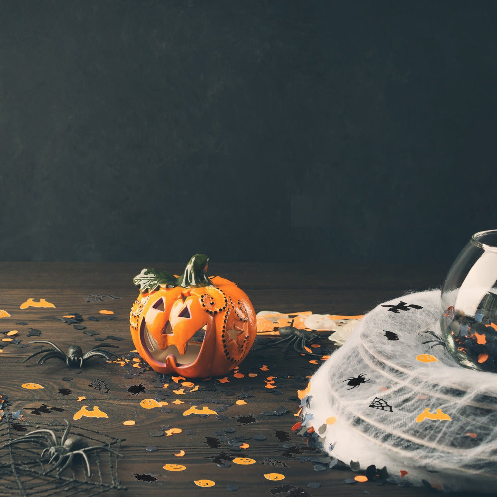 Halloween Party Decorations with Pumpkins and Bats