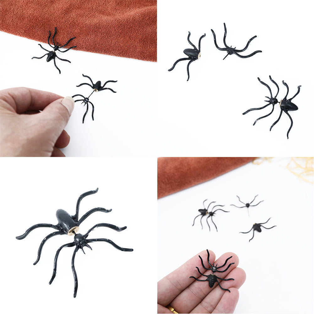 Creepy Black Spider Earrings for Halloween Costumes