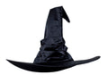 Curved Black Pleated Witch Hat for Halloween