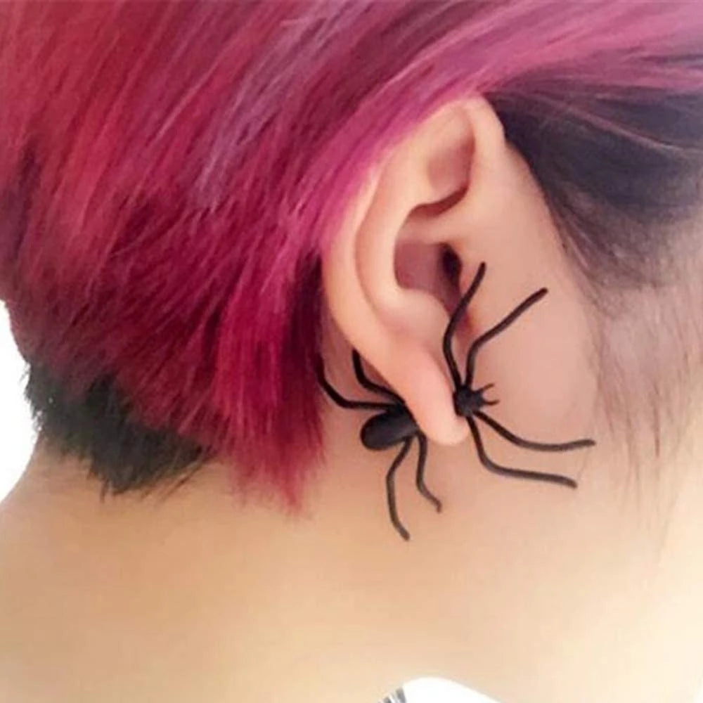 Creepy Black Spider Earrings for Halloween Costumes